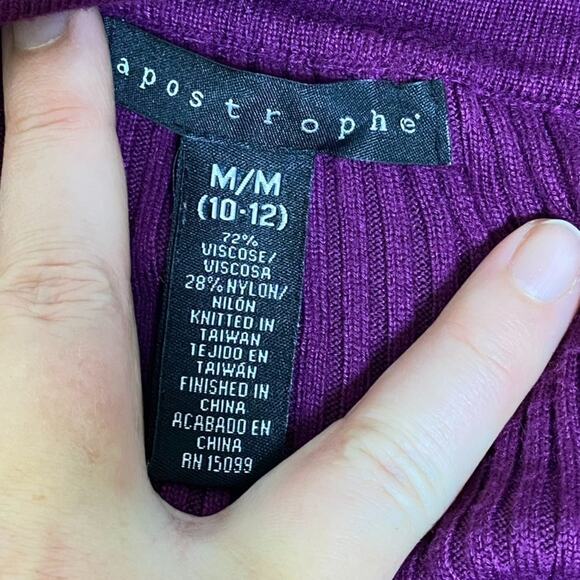 Apostrophe Womens Y2K Ribbed Knit Fitted Sweater Size M Preppy Vneck Twee Fairy - Picture 4 of 8